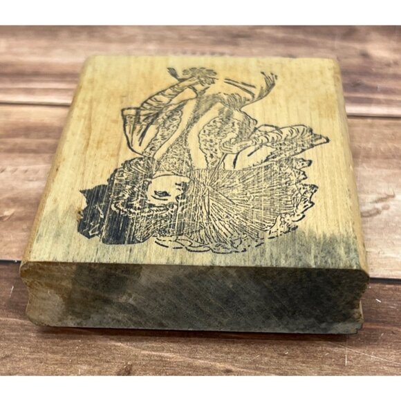 1992 STAMP FRANCISCO WOOD RUBBER STAMP ELEGANT PARIS LADY N TOP HAT W/ UMBRELLA - Picture 6 of 6